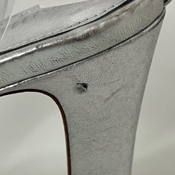Schutz Womens Size 9.5 Elyda Silver Metallic Clear Ankle Strap Platform Sandal - Picture 8 of 10